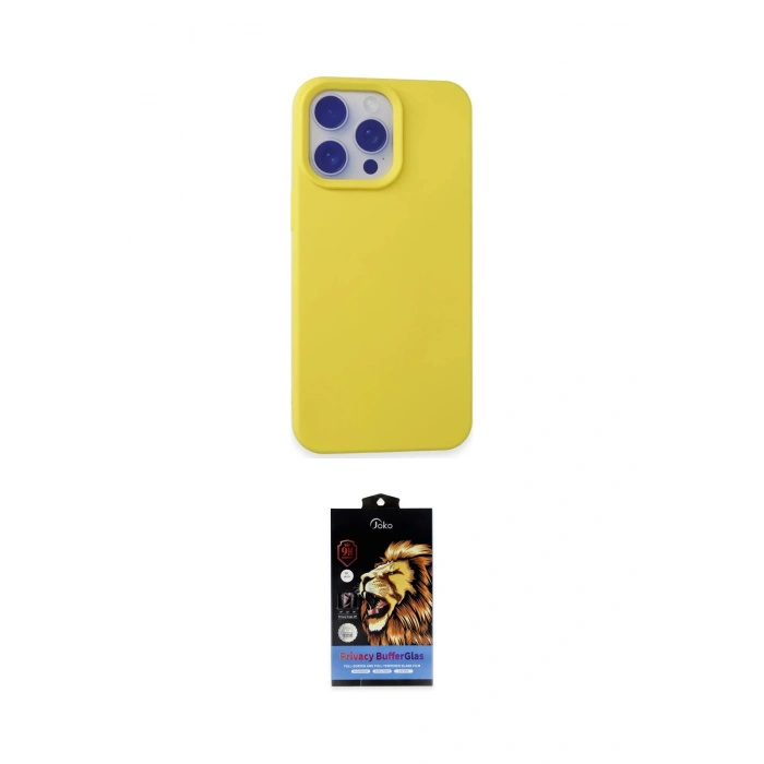 MARSİLYAN™- iPhone 15 Pro Max Kılıf Ahenk Serisi - Siyah Buffer Hayalet Cam Ekran Koruyucu