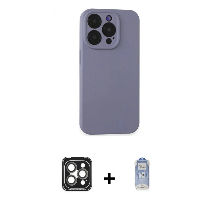 MARSİLYAN™- iPhone 15 Pro Max Kılıf Ahenk Serisi - Siyah Joko Magic 5D Cam + PVD Metal Kamera Lens - GI