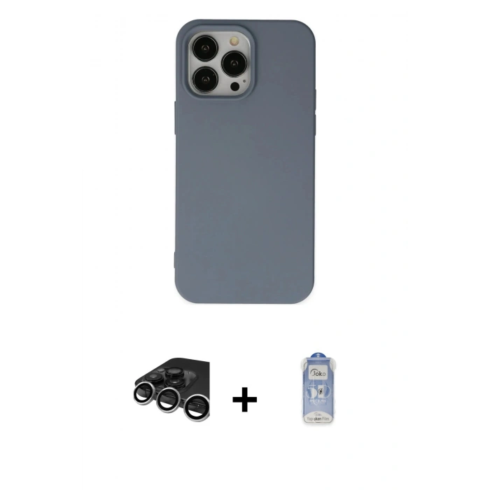MARSİLYAN™- iPhone 15 Pro Max Kılıf Ahenk Serisi - Siyah Joko Magic 5D Cam + Raze Metal Kamera Lens - GS