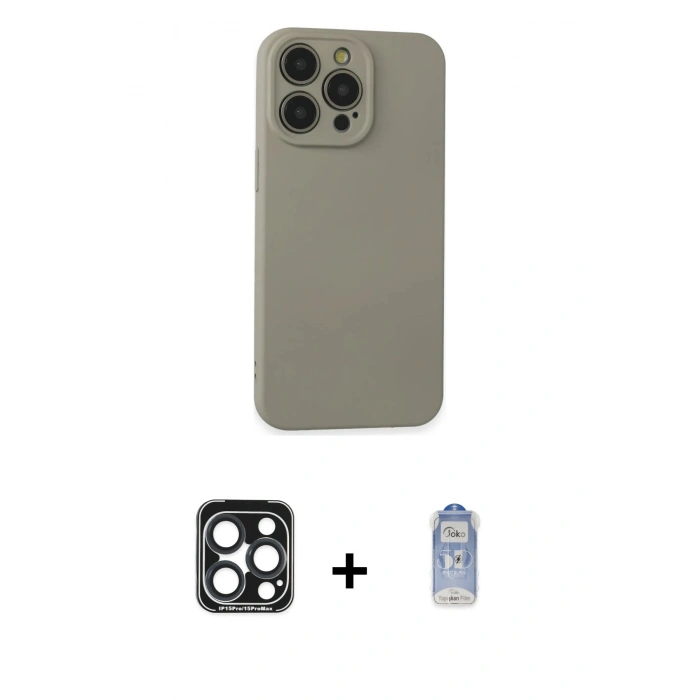 MARSİLYAN™- iPhone 15 Pro Max Kılıf Ahenk Serisi - Siyah Joko Magic 5D Cam + PVD Metal Kamera Lens - LT