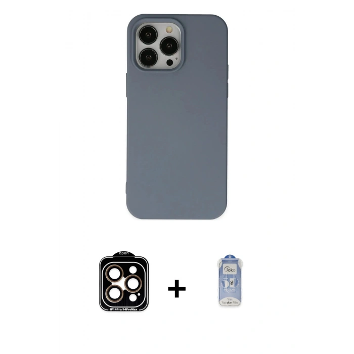 MARSİLYAN™- iPhone 15 Pro Max Kılıf Ahenk Serisi - Siyah Joko Magic 5D Cam + PVD Metal Kamera Lens - TU