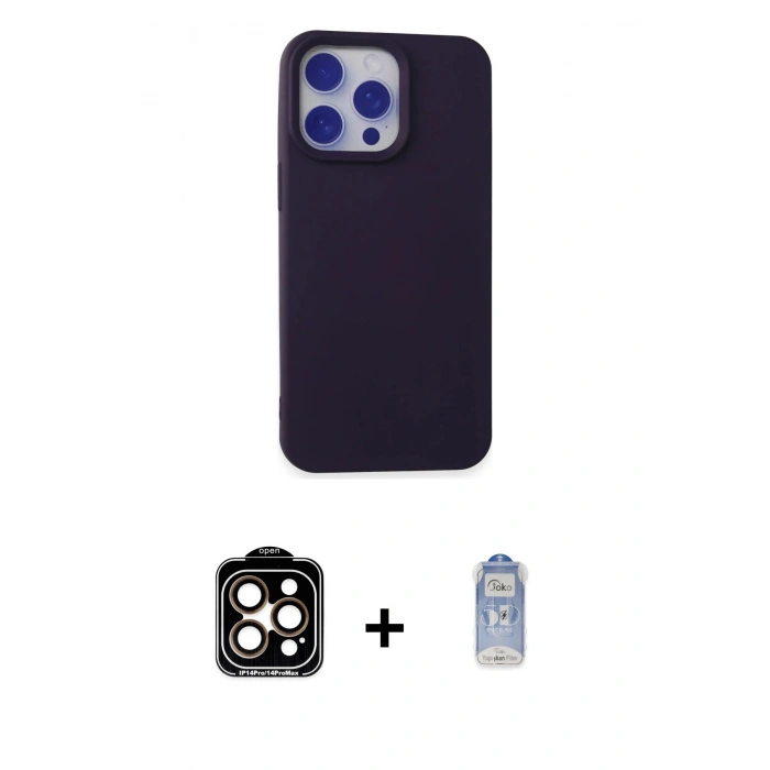 MARSİLYAN™- iPhone 15 Pro Max Kılıf Ahenk Serisi - Siyah Joko Magic 5D Cam + PVD Metal Kamera Lens - TU