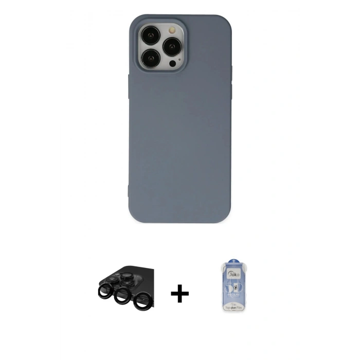 MARSİLYAN™- iPhone 15 Pro Max Kılıf Ahenk Serisi - Siyah Joko Magic 5D Cam + Raze Metal Kamera Lens - SH