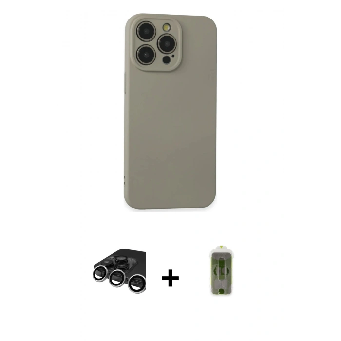 MARSİLYAN™- iPhone 15 Pro Max Kılıf Ahenk Serisi - Siyah Joko Magic 5D Hayalet Cam + Raze Metal Kamera Lens - GS