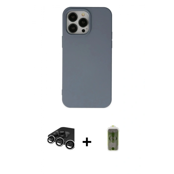 MARSİLYAN™- iPhone 15 Pro Max Kılıf Ahenk Serisi - Siyah Joko Magic 5D Hayalet Cam + Raze Metal Kamera Lens - GS