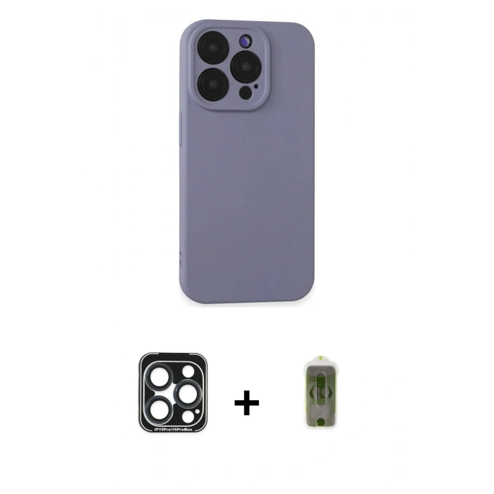 MARSİLYAN™- iPhone 15 Pro Max Kılıf Ahenk Serisi - Siyah Joko Magic 5D Hayalet Cam + PVD Metal Kamera Lens - LT