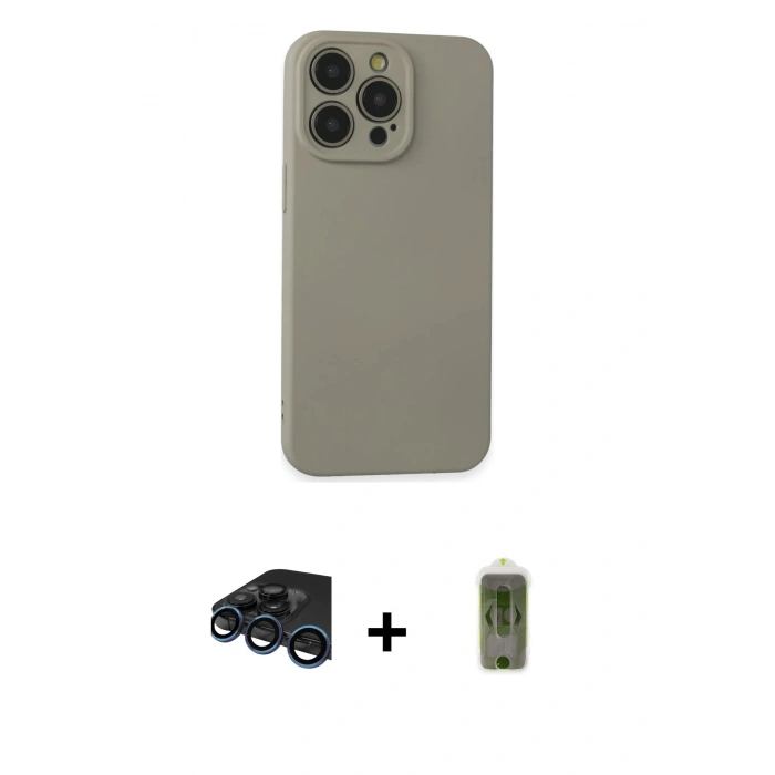 MARSİLYAN™- iPhone 15 Pro Max Kılıf Ahenk Serisi - Siyah Joko Magic 5D Hayalet Cam + Raze Metal Kamera Lens - LT