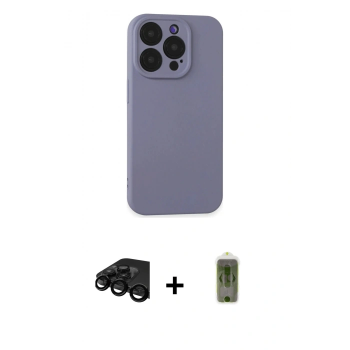 MARSİLYAN™- iPhone 15 Pro Max Kılıf Ahenk Serisi - Siyah Joko Magic 5D Hayalet Cam + Raze Metal Kamera Lens - SH
