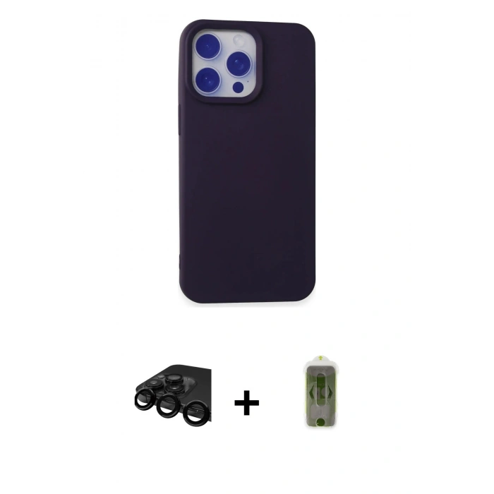 MARSİLYAN™- iPhone 15 Pro Max Kılıf Ahenk Serisi - Siyah Joko Magic 5D Hayalet Cam + Raze Metal Kamera Lens - SH