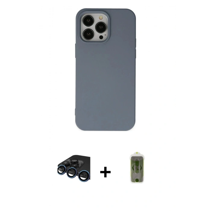 MARSİLYAN™- iPhone 15 Pro Max Kılıf Ahenk Serisi - Siyah Joko Magic 5D Hayalet Cam + Raze Metal Kamera Lens - LT