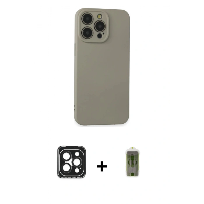 MARSİLYAN™- iPhone 15 Pro Max Kılıf Ahenk Serisi - Siyah Joko Magic 5D Hayalet Cam + Siyah PVD Metal Kamera Lens