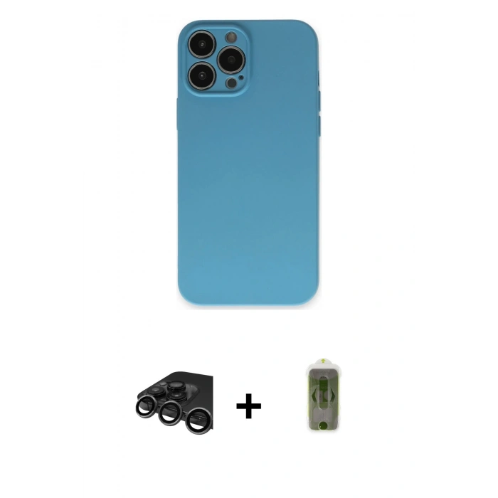 MARSİLYAN™- iPhone 15 Pro Max Kılıf Ahenk Serisi - Siyah Joko Magic 5D Hayalet Cam + Titanyum Gri Raze Metal Kamera Lens