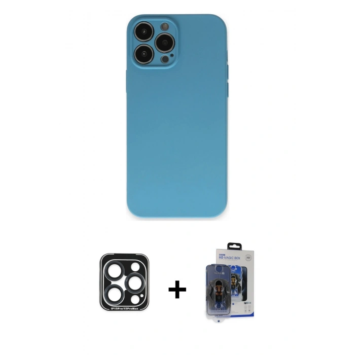 MARSİLYAN™- iPhone 15 Pro Max Kılıf Ahenk Serisi - Siyah Vanessa Magic Cam + PVD Metal Kamera Lens - LT