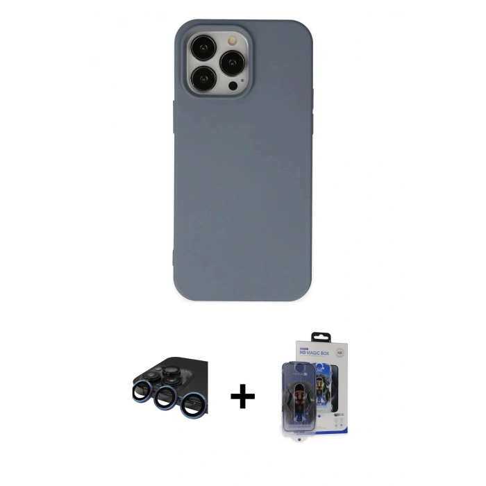 MARSİLYAN™- iPhone 15 Pro Max Kılıf Ahenk Serisi - Siyah Vanessa Magic Cam + Raze Metal Kamera Lens - LT