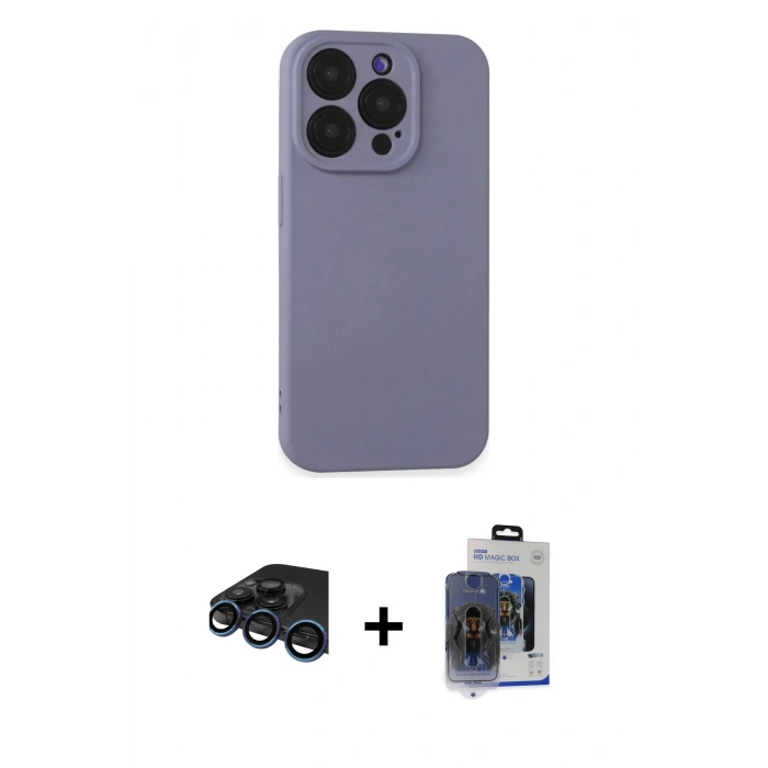 MARSİLYAN™- iPhone 15 Pro Max Kılıf Ahenk Serisi - Siyah Vanessa Magic Cam + Raze Metal Kamera Lens - LT