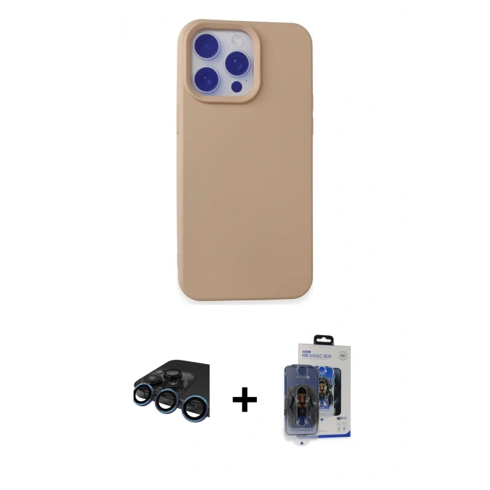 MARSİLYAN™- iPhone 15 Pro Max Kılıf Ahenk Serisi - Siyah Vanessa Magic Cam + Raze Metal Kamera Lens - LT