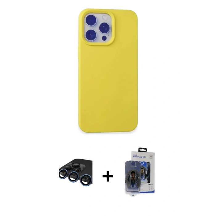 MARSİLYAN™- iPhone 15 Pro Max Kılıf Ahenk Serisi - Siyah Vanessa Magic Cam + Raze Metal Kamera Lens - LT