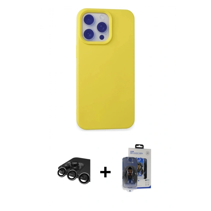 MARSİLYAN™- iPhone 15 Pro Max Kılıf Ahenk Serisi - Siyah Vanessa Magic Cam + Raze Metal Kamera Lens - TMGI