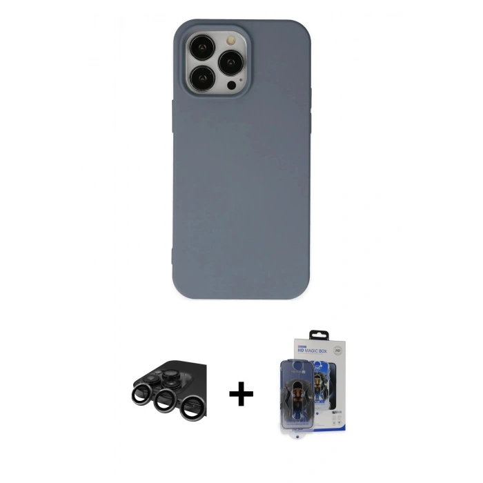MARSİLYAN™- iPhone 15 Pro Max Kılıf Ahenk Serisi - Siyah Vanessa Magic Cam + Raze Metal Kamera Lens - TMGI