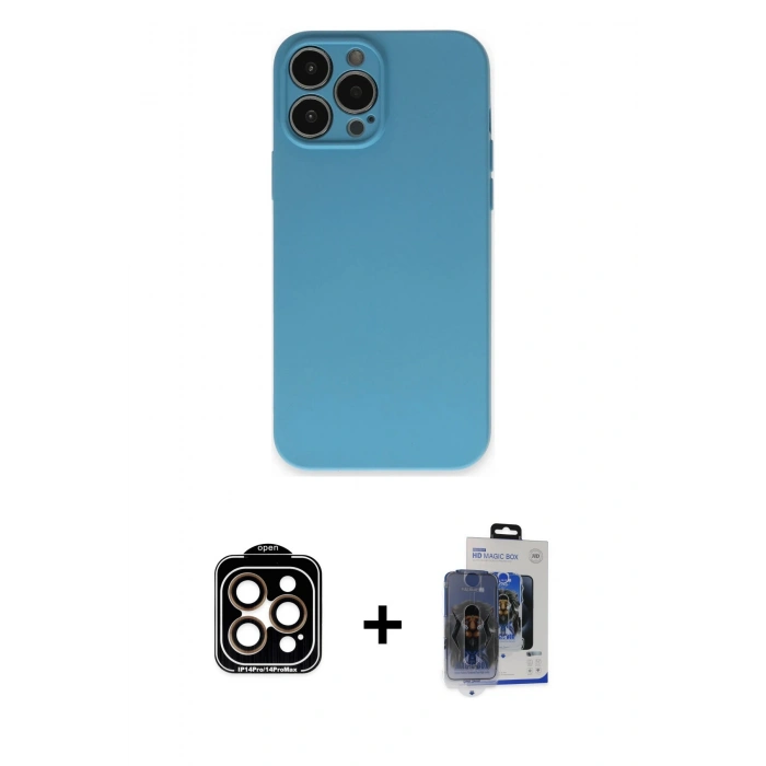 MARSİLYAN™- iPhone 15 Pro Max Kılıf Ahenk Serisi - Siyah Vanessa Magic Cam + Turuncu PVD Metal Kamera Lens