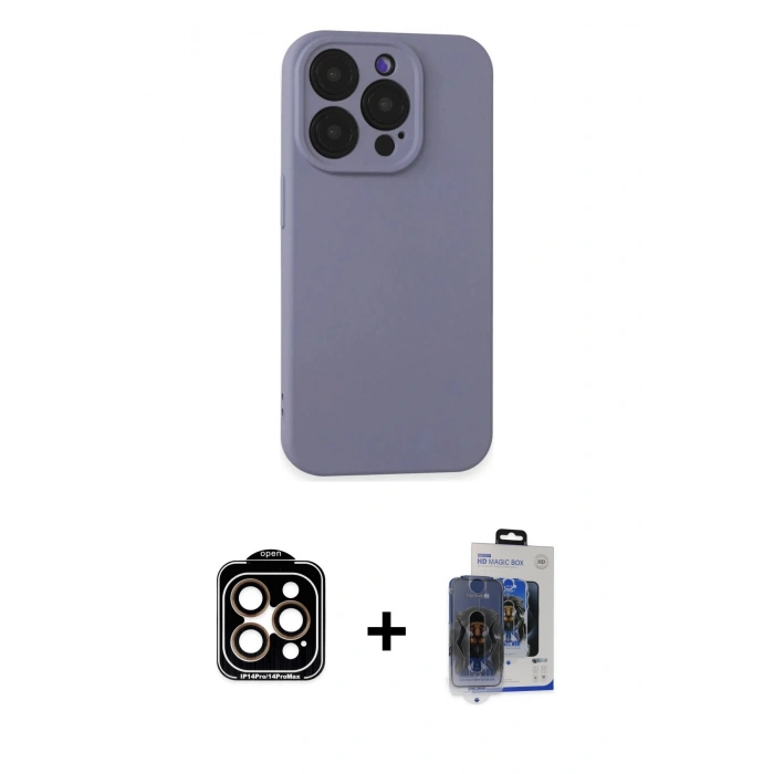 MARSİLYAN™- iPhone 15 Pro Max Kılıf Ahenk Serisi - Siyah Vanessa Magic Cam + Turuncu PVD Metal Kamera Lens