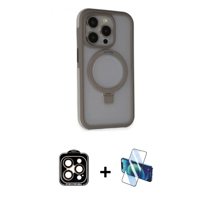 MARSİLYAN™- iPhone 15 Pro Max Kılıf Ahenk Yansıma Özel Seri - Siyah 3D Antistatik Seramik Nano Ekran Koruyucu + PVD Metal Kamera Lens - TU
