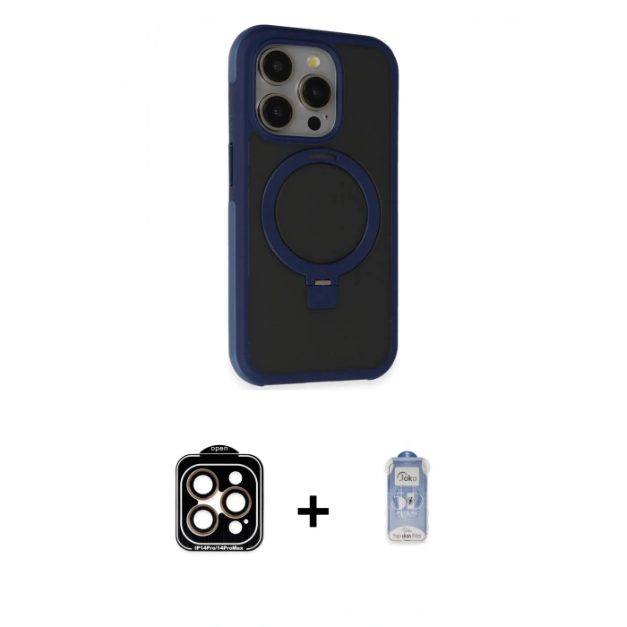MARSİLYAN™- iPhone 15 Pro Max Kılıf Ahenk Yansıma Özel Seri - Siyah Joko Magic 5D Cam + PVD Metal Kamera Lens - TU