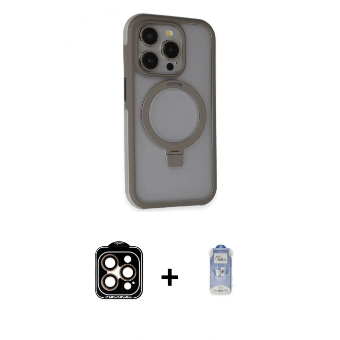 MARSİLYAN™- iPhone 15 Pro Max Kılıf Ahenk Yansıma Özel Seri - Siyah Joko Magic 5D Cam + PVD Metal Kamera Lens - TU