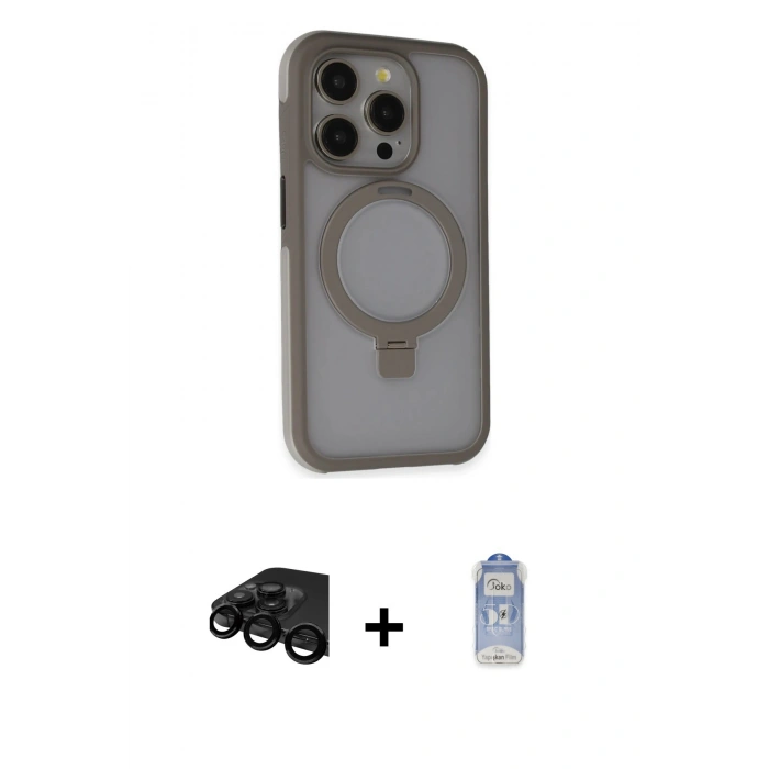 MARSİLYAN™- iPhone 15 Pro Max Kılıf Ahenk Yansıma Özel Seri - Siyah Joko Magic 5D Cam + Raze Metal Kamera Lens - SH