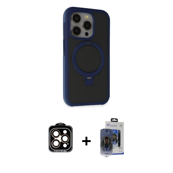 MARSİLYAN™- iPhone 15 Pro Max Kılıf Ahenk Yansıma Özel Seri - Siyah Vanessa Magic Cam + PVD Metal Kamera Lens - TU