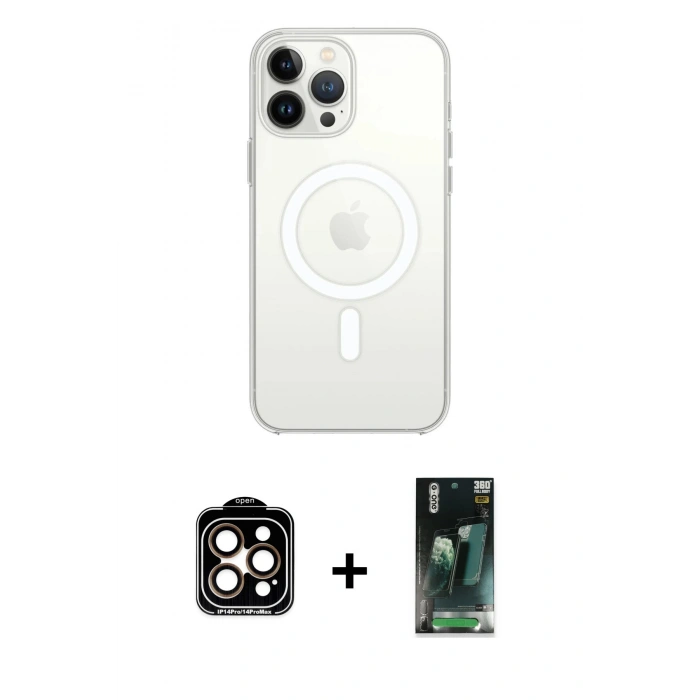 MARSİLYAN™- iPhone 15 Pro Max Kılıf Ahenk Yansıma Prime - Siyah 360 Mat Full Body Arka Koruyucu + PVD Metal Kamera Lens - TU