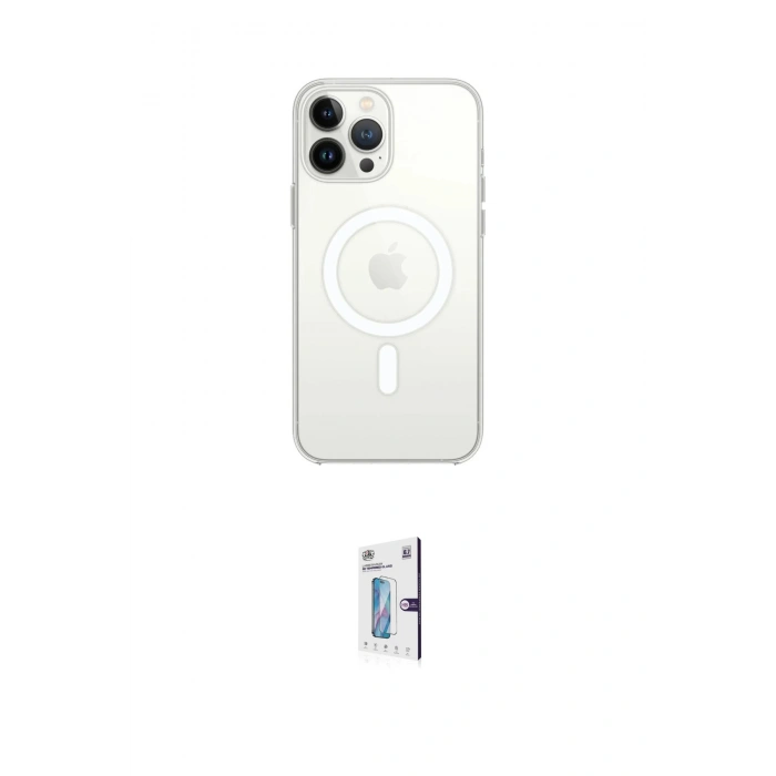MARSİLYAN™- iPhone 15 Pro Max Kılıf Ahenk Yansıma Prime - Siyah Bilvis 0.18mm Plus Cam Ekran Koruyucu