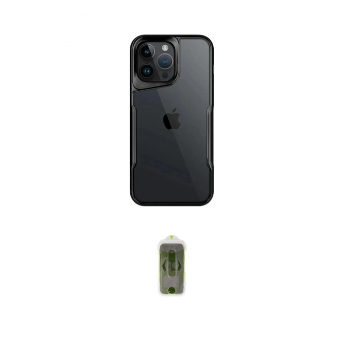 MARSİLYAN™- iPhone 15 Pro Max Kılıf Akış Çizgi Koleksiyonu - Siyah Joko Magic 5D Hayalet Cam