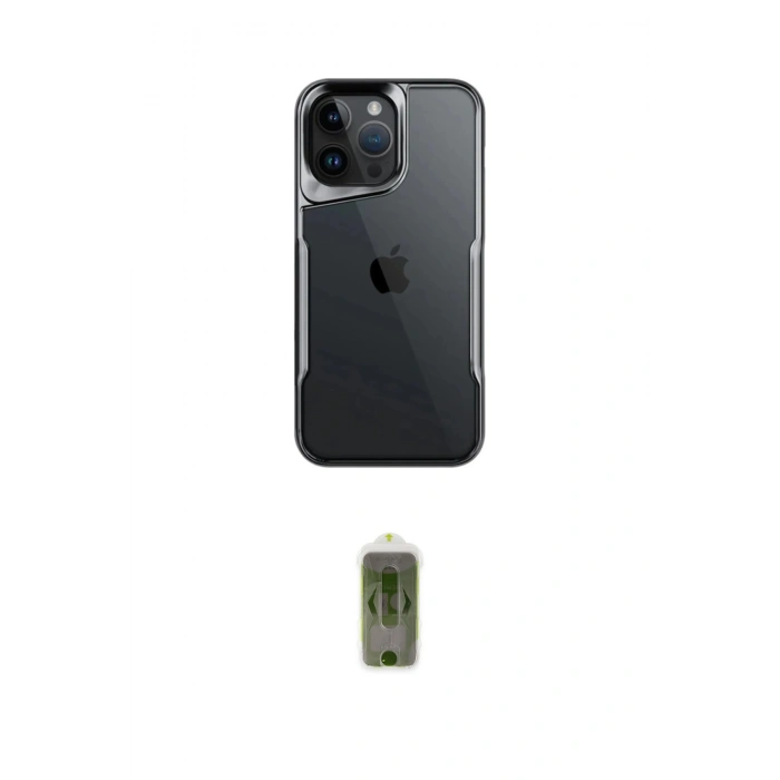 MARSİLYAN™- iPhone 15 Pro Max Kılıf Akış Çizgi Koleksiyonu - Siyah Joko Magic 5D Hayalet Cam