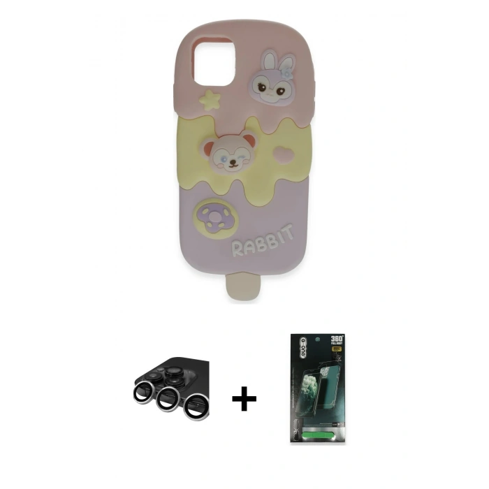 MARSİLYAN™- iPhone 15 Pro Max Kılıf Akış Yansıma - Şeffaf 360 Full Body Arka Koruyucu + Raze Metal Kamera Lens - GS
