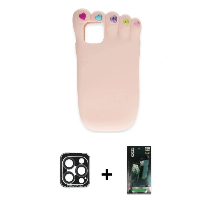 MARSİLYAN™- iPhone 15 Pro Max Kılıf Akış Yansıma - Şeffaf 360 Full Body Arka Koruyucu + Lacivert PVD Metal Kamera Lens