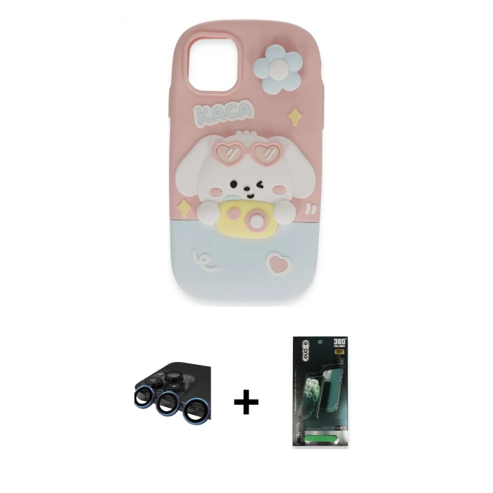 MARSİLYAN™- iPhone 15 Pro Max Kılıf Akış Yansıma - Şeffaf 360 Full Body Arka Koruyucu + Raze Metal Kamera Lens - LT