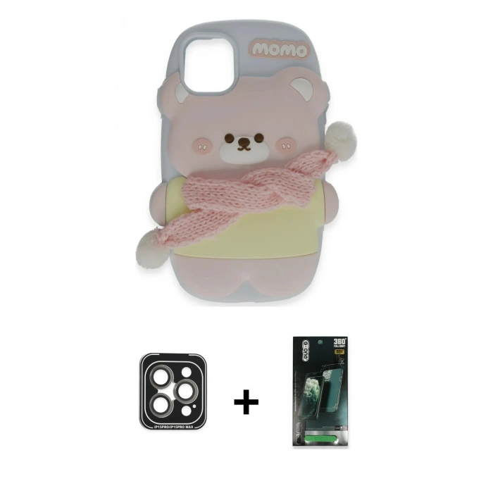 MARSİLYAN™- iPhone 15 Pro Max Kılıf Akış Yansıma - Şeffaf 360 Full Body Arka Koruyucu + PVD Metal Kamera Lens - GI