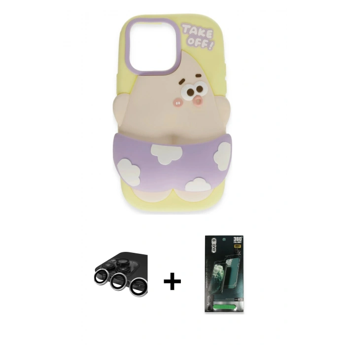 MARSİLYAN™- iPhone 15 Pro Max Kılıf Akış Yansıma - Şeffaf 360 Full Body Arka Koruyucu + Raze Metal Kamera Lens - GS