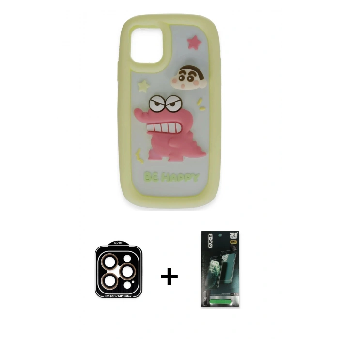 MARSİLYAN™- iPhone 15 Pro Max Kılıf Akış Yansıma - Şeffaf 360 Full Body Arka Koruyucu + Turuncu PVD Metal Kamera Lens