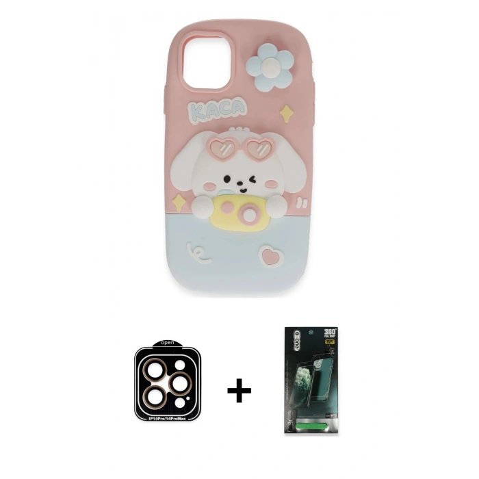 MARSİLYAN™- iPhone 15 Pro Max Kılıf Akış Yansıma - Şeffaf 360 Full Body Arka Koruyucu + Turuncu PVD Metal Kamera Lens