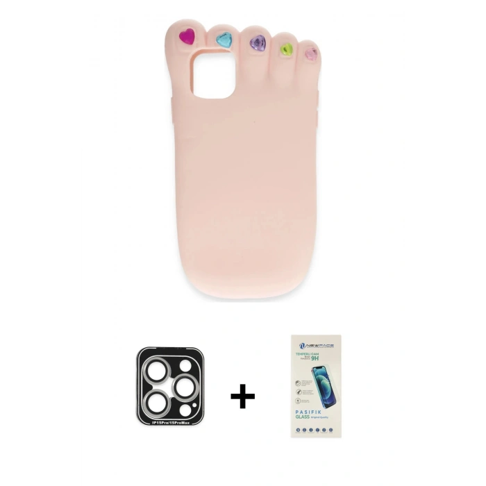 MARSİLYAN™- iPhone 15 Pro Max Kılıf Akış Yansıma - Şeffaf Pasifik Cam Ekran Koruyucu + PVD Metal Kamera Lens - GS