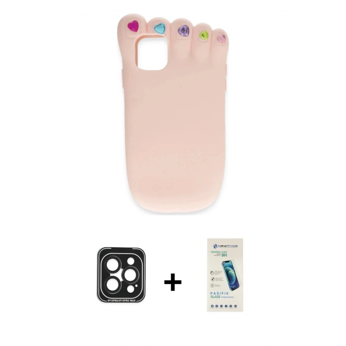 MARSİLYAN™- iPhone 15 Pro Max Kılıf Akış Yansıma - Şeffaf Pasifik Cam Ekran Koruyucu + PVD Metal Kamera Lens - SH