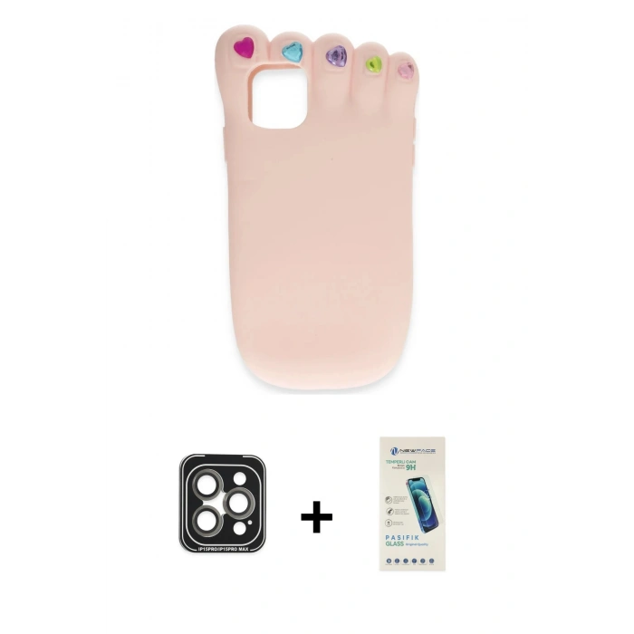MARSİLYAN™- iPhone 15 Pro Max Kılıf Akış Yansıma - Şeffaf Pasifik Cam Ekran Koruyucu + PVD Metal Kamera Lens - GI