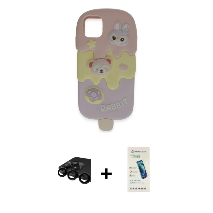 MARSİLYAN™- iPhone 15 Pro Max Kılıf Akış Yansıma - Şeffaf Pasifik Cam Ekran Koruyucu + Raze Metal Kamera Lens - SH