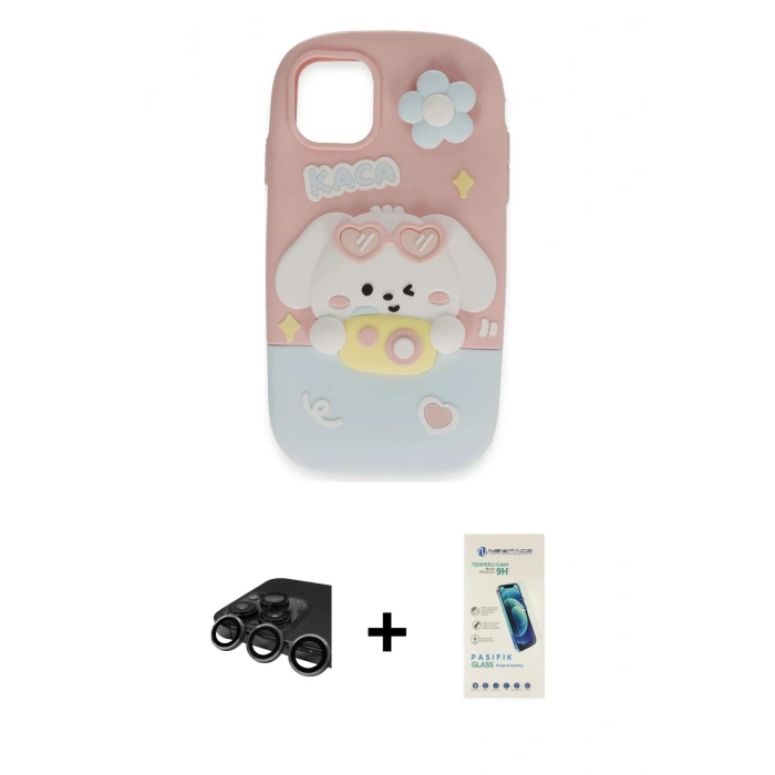 MARSİLYAN™- iPhone 15 Pro Max Kılıf Akış Yansıma - Şeffaf Pasifik Cam Ekran Koruyucu + Raze Metal Kamera Lens - TMGI