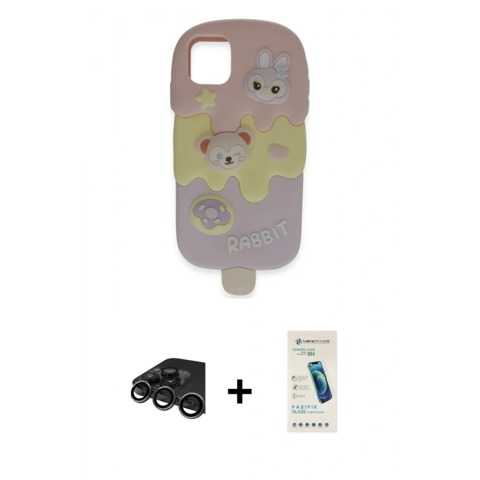MARSİLYAN™- iPhone 15 Pro Max Kılıf Akış Yansıma - Şeffaf Pasifik Cam Ekran Koruyucu + Raze Metal Kamera Lens - TMGI