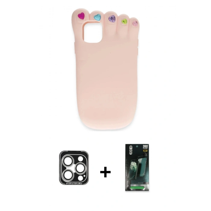MARSİLYAN™- iPhone 15 Pro Max Kılıf Akış Yansıma - Siyah 360 Mat Full Body Arka Koruyucu + PVD Metal Kamera Lens - GS