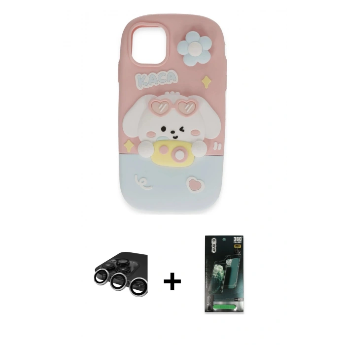 MARSİLYAN™- iPhone 15 Pro Max Kılıf Akış Yansıma - Siyah 360 Mat Full Body Arka Koruyucu + Raze Metal Kamera Lens - GS