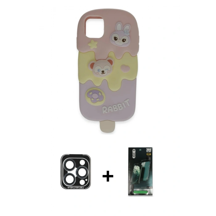 MARSİLYAN™- iPhone 15 Pro Max Kılıf Akış Yansıma - Siyah 360 Mat Full Body Arka Koruyucu + PVD Metal Kamera Lens - LT